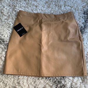 NWOT TAN LEATHER MINI SKIRT!